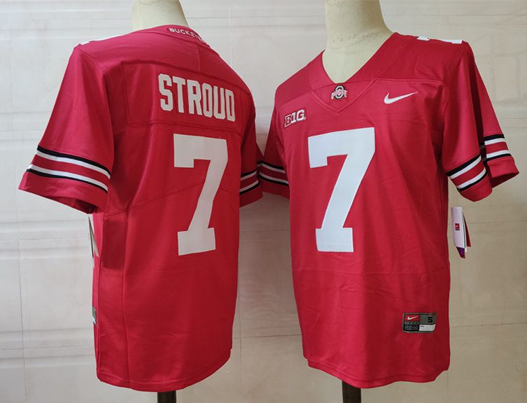 Men Ohio State Buckeyes 7 Stroud Red Nike 2025 NCAA Jersey